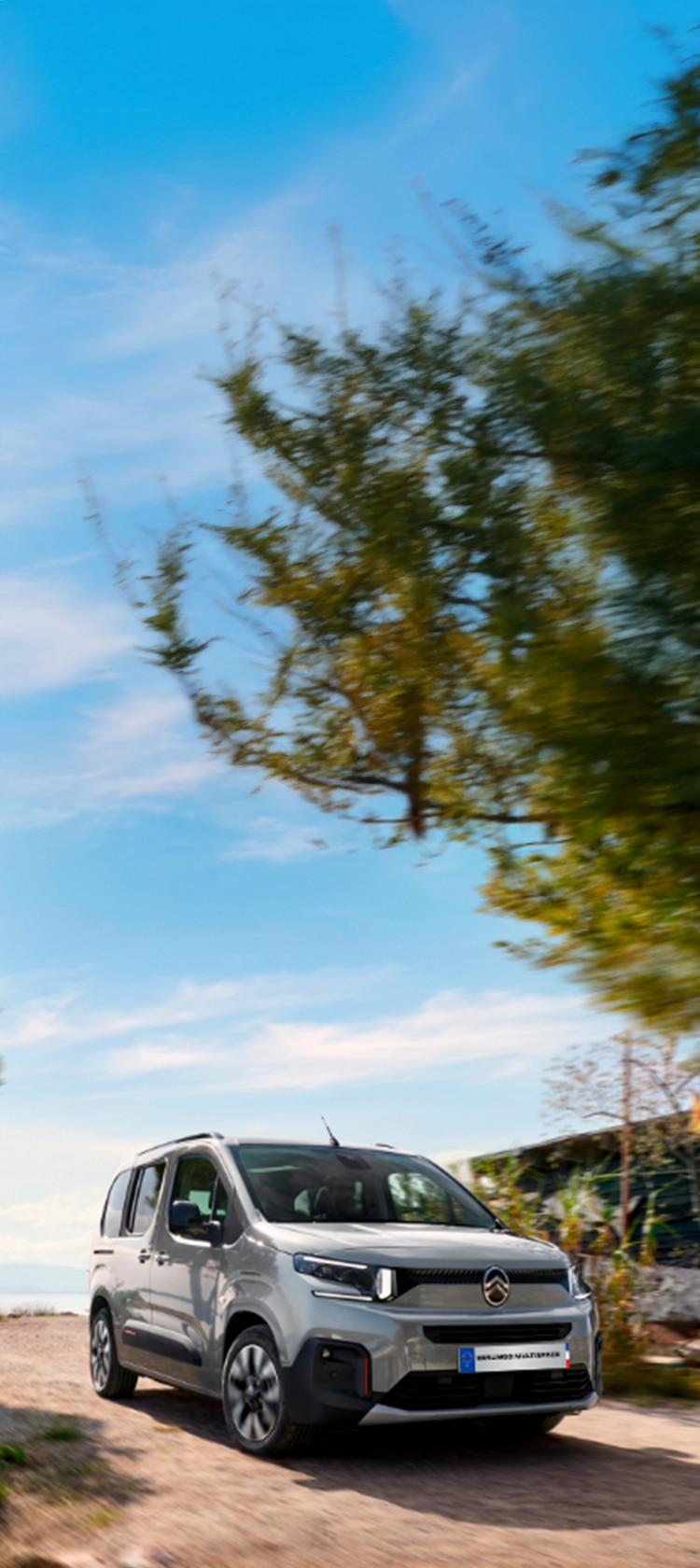 Red ë-C3 and blue ë-C3 drive in town